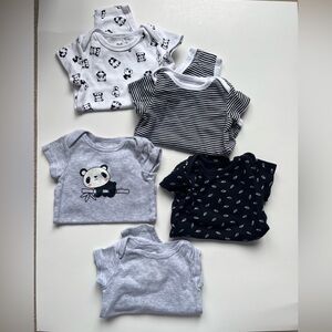 Assorted Baby Bodysuits - Black, White, Gray